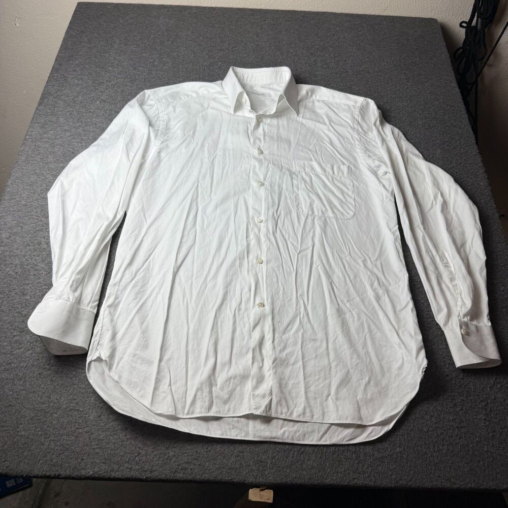 Ermenegildo Zegna Shirt Mens Size 41/16 White Long Sleeve Button Up Pocket
